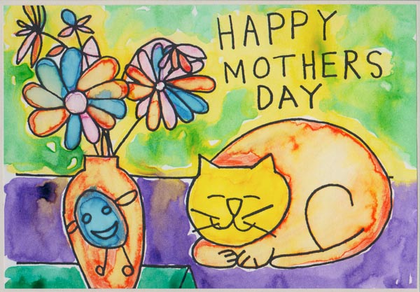 Mother's Day card, circa 2000. Painted by disabled artist as a fundraiser; collection of Mandy Bede.