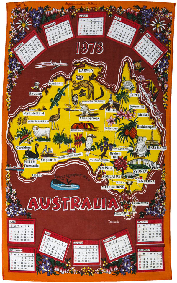 a photo of an australian calendar tea towel for 1979