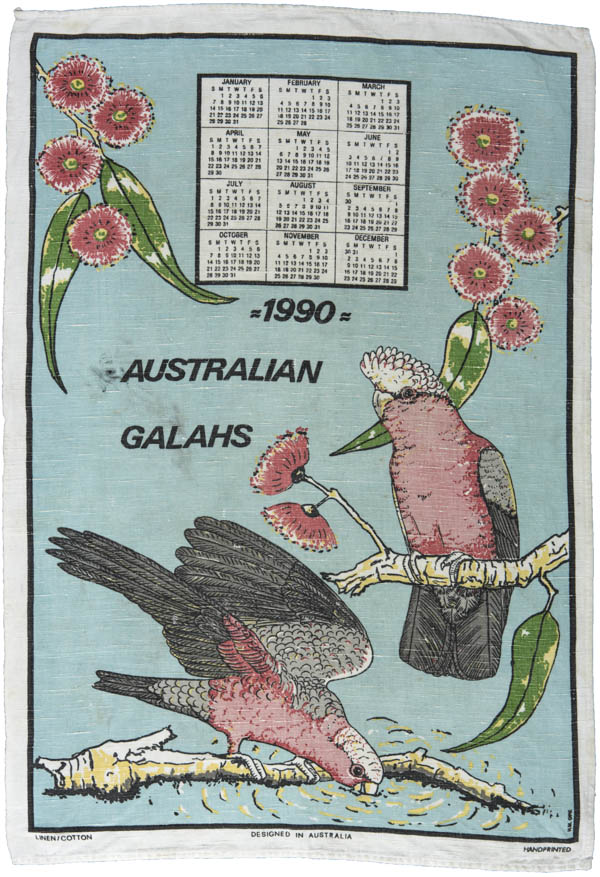 a photo of an australian calendar tea towel for 1990