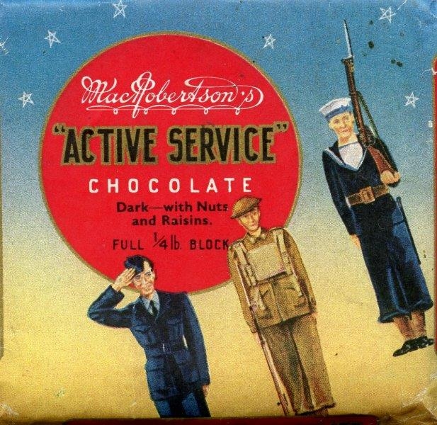 MacRobertson's chocolates = 'Active Service". CWW2. Collection: T AG.