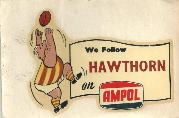 Car sticker for Hawthorn fans. Collection of Francis Doherty.