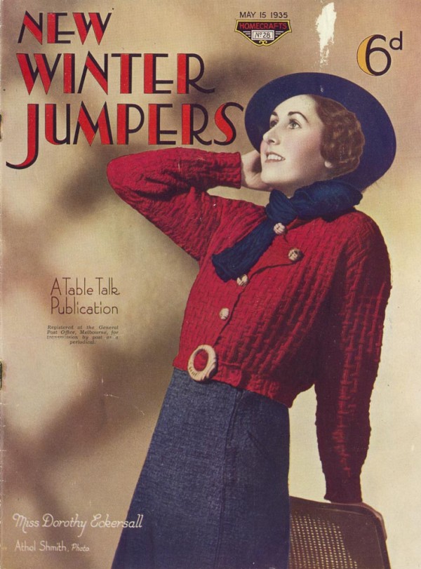 New winter jumpers. May 15, 1935. 27.5 x 21.5 cm. Full colour cover and inserted pages. A Table Talk publication. Cover photograph by Athol Shmith. Collection of Andrew H. 