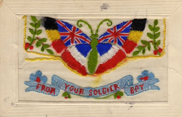Silk postcard, World War 1.