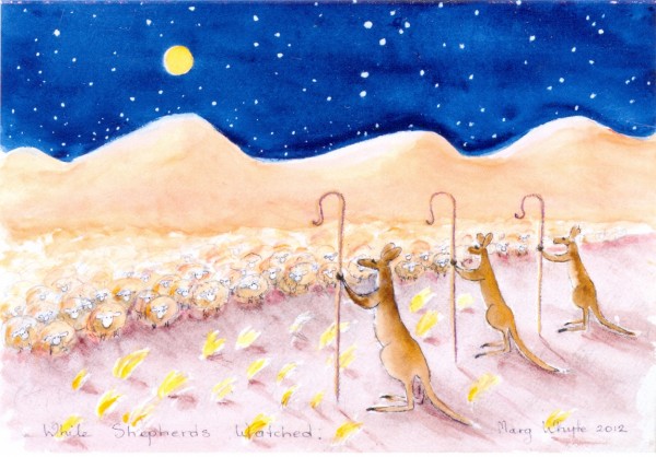 'While shepherds watched', greeting cards, Marg Whyte, 10.5 x 15 cm. 2012.