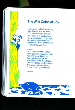 'The Wild Colonial Boy' from 'The Aussie Shower Songbook', reprint 2000, 17 X 14 cm. Collection of Martin B.