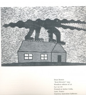 Roof Monster by Dean Bowen in 'The Australian Arts Diary 1996', Maria Prendergast, Melbourne, 25 x 17.5 cm. Collection of Richard Felix.
