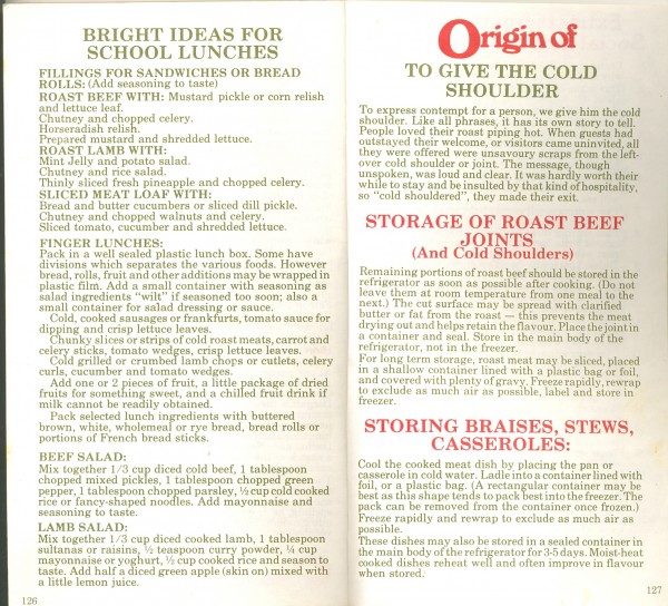 Stories and information page in The Australian Beef Eaters Diary 1977, published by the Australian Meat Board. Collection of Richard Felix.