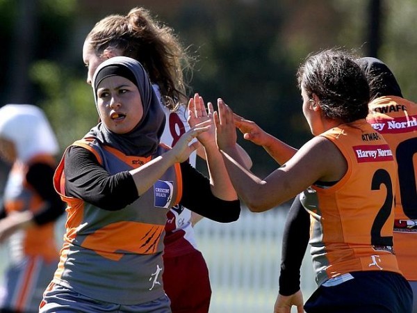Members of the Auburn Giants in play at the MCG, May 2015. Photograph from the Herald Sun.