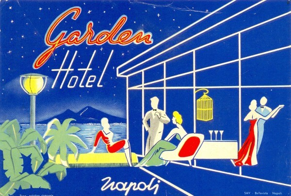 Garden Hotel, Napoli, sticker, 13 x 9 cm.  Circa 1930s40s. Collection of AJAY.