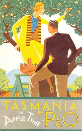 Tasmania in Apple Time, published by P&O, folding brochure, 3 pages, 20.3 x 12.8 cm, December 1934.