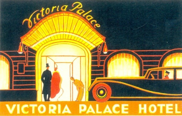 Victoria Palace Hotel, sticker, 11.3 x 7.4 cm, circa 1930s. Collection of AJAY.