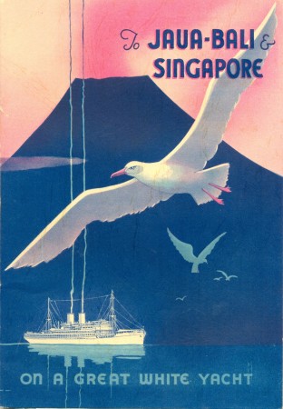 To Java-Bali & Singapore: on a great white yacht [The Seven Weeks' Wonder Tour Through the Netherlands Indies], maps and illustrations, stitched binding. Printed by John Sands in Australia, 22.7 x 15.5 cm [no date].