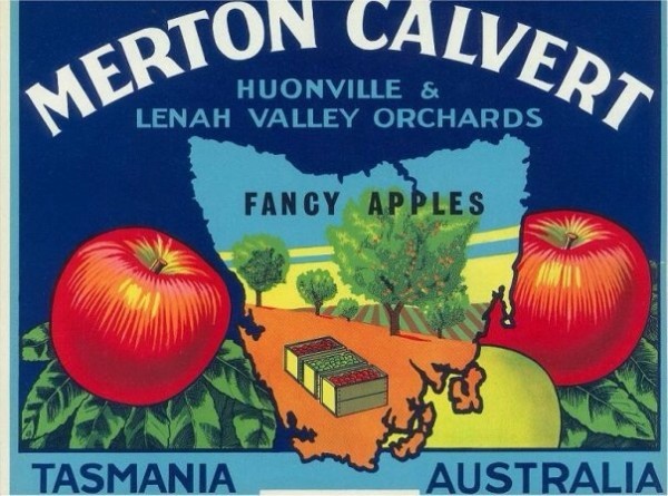 Merton Calvert: Huonville & Lenah Valley Orchards, 22 x 27 cm, circa 1940s.