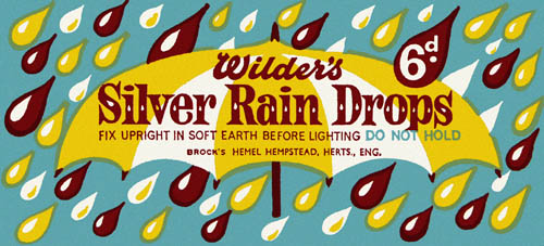 Label for Widler's Silver Rain Drops. 