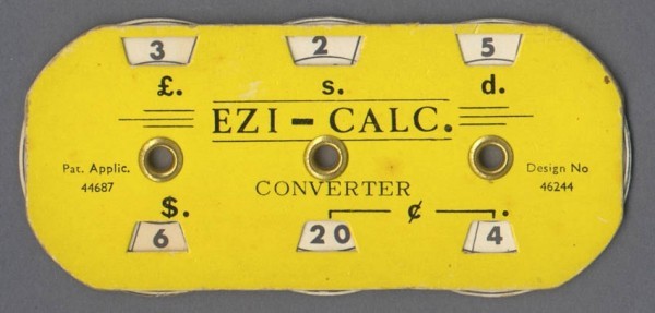 Ezi-Calc. converter, 46x105cm, c1966. Collection of Andrew Hillier.