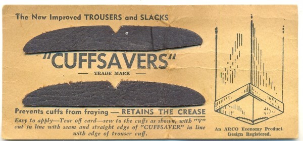 Cuffsavers, circa early 1950s. Collection of member DP.