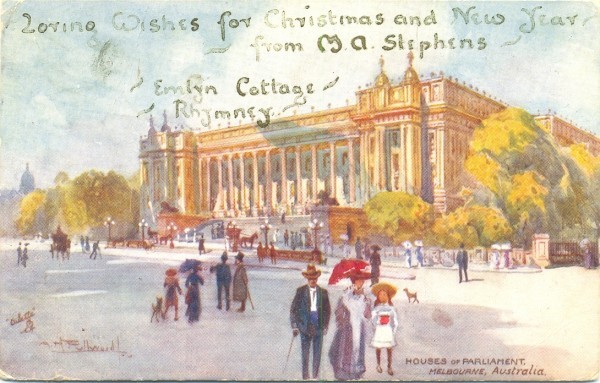 Houses of Parliament, Melbourne, Australia, Tuck Oilette postcard, 1900s.